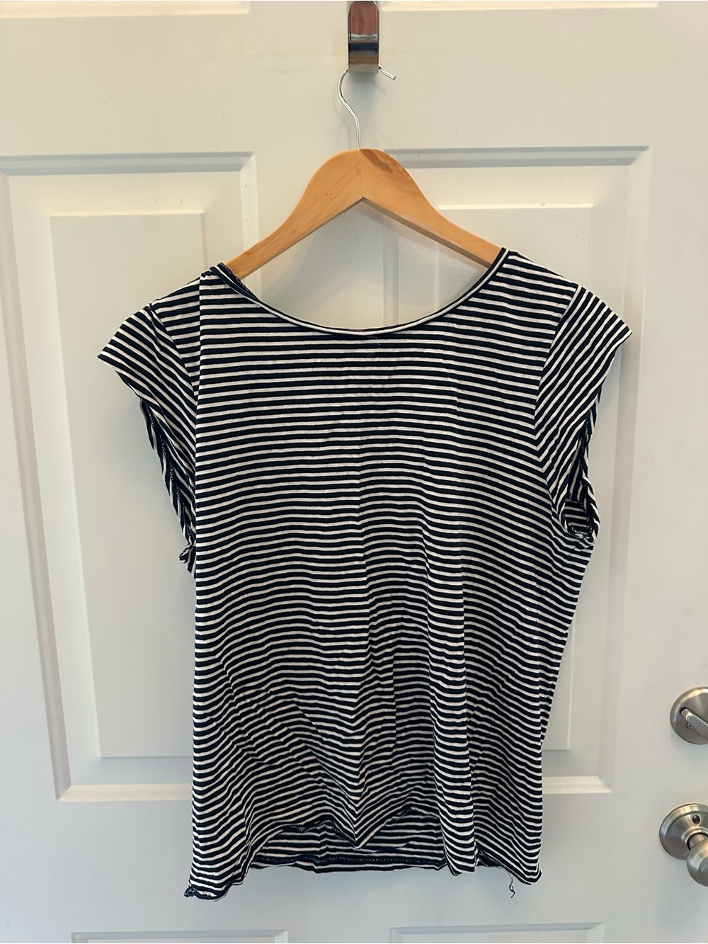 J. Crew Black and White Striped Short-Sleeve Tee